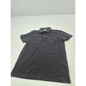 Sunspel Polo Shirt Mens Small Gray Pique Cotton Pocket Casual Classic Style